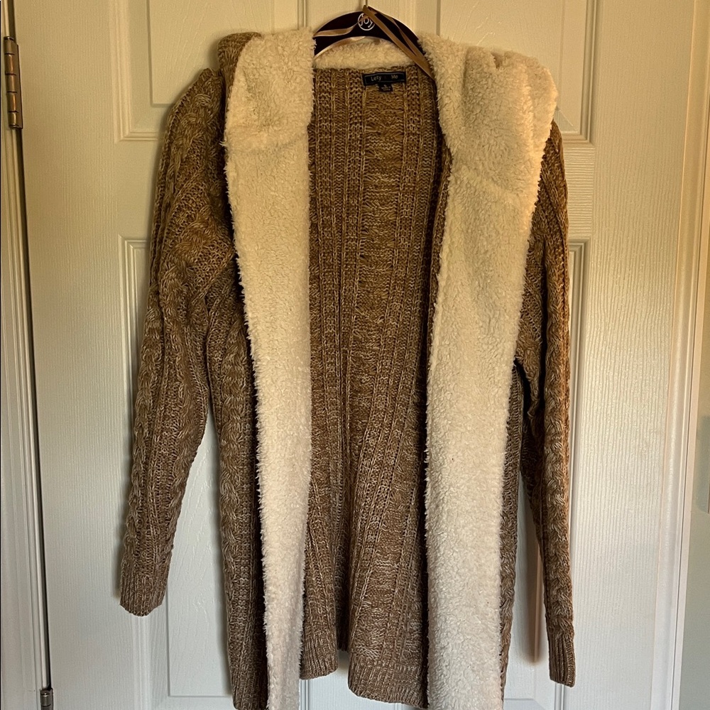 Elegant Brown and Cream Women's Cardigan